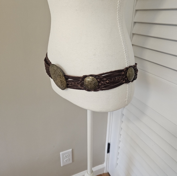Moroccan Leather Braided Concho Belt - Picture 7 of 11